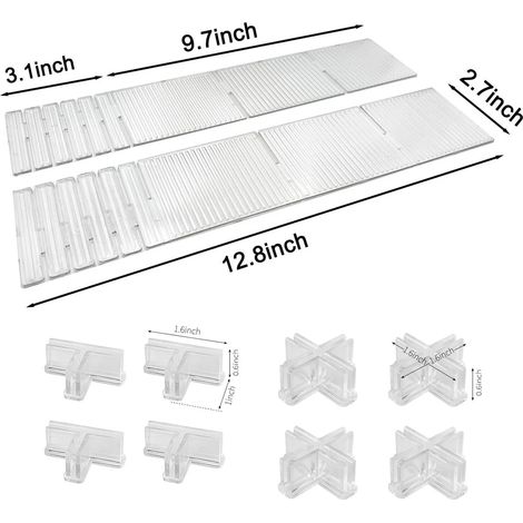 Ensemble de 8 séparateurs de tiroir réglables ING  Boîtes de rangement extensibles pour vêtements, équipement et outils (1/5)