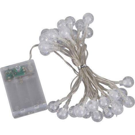 Kugelförmige LED-Lichterkette, IP66 wasserdicht, batteriebetrieben, 15 cm Abstand, farbige LED-Streifenleuchte, PVC-Abdeckung für die Terrasse (3 Meter, 30 Lichter, 3 Batterien) (1/2)