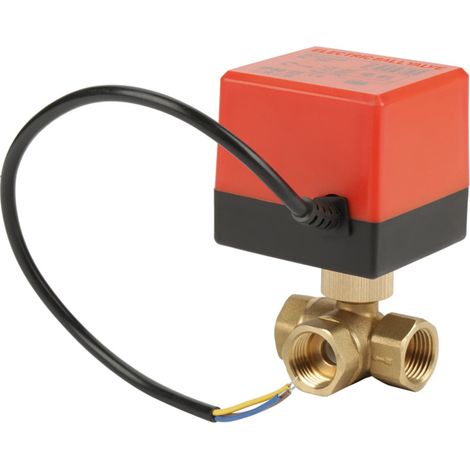 Vanne électrique à bille motorisée 3 voies en laiton G1/2" DN15 220 V CA pour la régulation de débit (1/5)