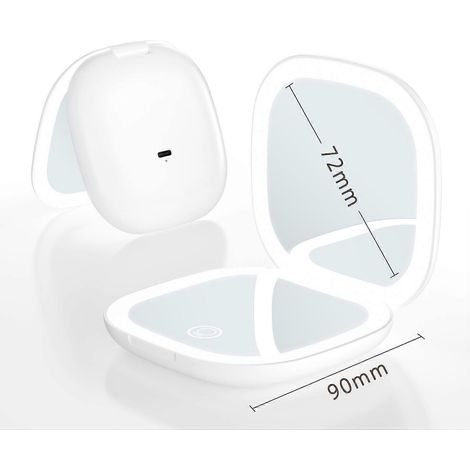Miroir compact LED blanc, grossissement 1x x5, écran tactile, luminosité réglable 3 couleurs. (1/2)