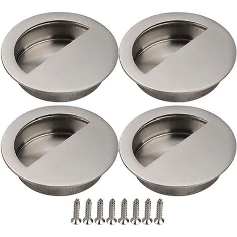 Poignées porte coulissante - 4 pièces, argentées +vis - Convient pour placards, armoires Étiquette (1/5)