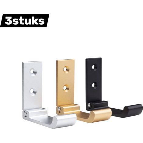 Lot de 3 patères murales pliables en alliage d'aluminium avec fixation sans perçage et tête ronde pour chambre et salle de bain couleurs assorties (1/5)