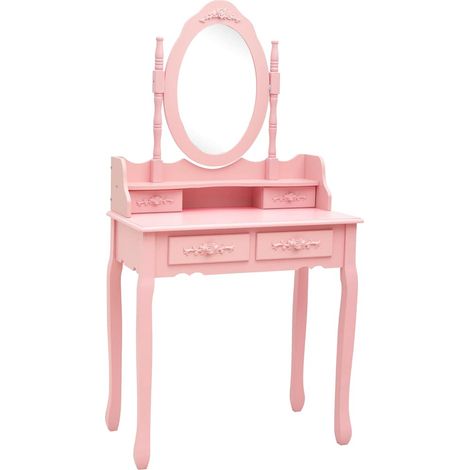 Maison Exclusive - Schminktisch-Set mit Hocker Rosa 75x69x140 cm (1/5)