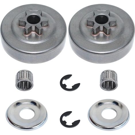 Tambour d’embrayage 1123 640 2003, pignon 3/8" 6T avec rondelle et clip E, kit 2 pièces pour tronçonneuses STIHL MS170 MS180 017 018 025 MS210 MS230 MS250 (1/5)
