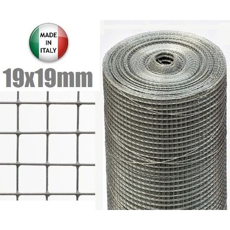 25mt-ROTOLO RETE METALLICA-MINI ZINCATA - MAGLIA:mm19X19 -FILO:mm1,4 - H 50 cm