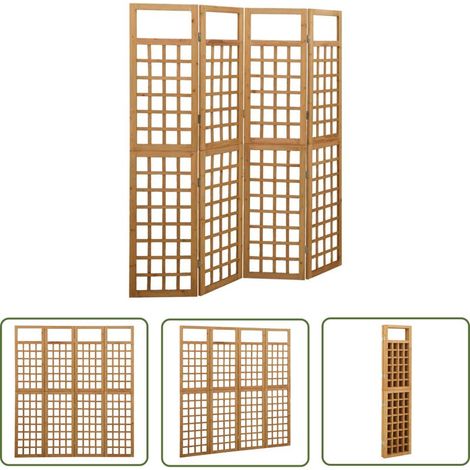 Cloison amovible 4 panneaux en bois de sapin massif 161x180cm – Treillis pour plantes grimpantes – Séparateur de pièce extérieur (1/5)