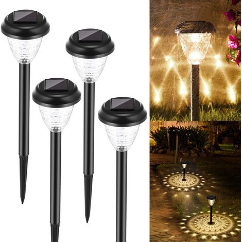 Lampe Solaire Exterieur Jardin Lot de 4 IP44 Étanche Lumière Solaire Jardin LED Automatique pour Décoration Patio Yard Chemins Cour Terrasse Pelouse (1/5)