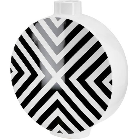 Vase Rond en céramique émaillée avec Couvercle à Chevrons Noir/Blanc Hauteur 33 cm (1/5)