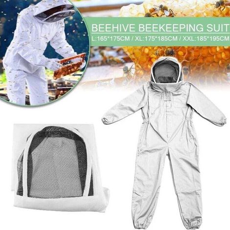 Complete Beekeeping Suit with Veiled Hood Cotton Protection Jacket Anti-Wasp Beekeeper (1/4)