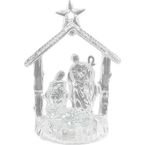 Farbenfrohe LED-Weihnachtsdekoration, elegante Krippenfigur aus transparentem Acryl, katholische Weihnachtsdekoration (1/5)