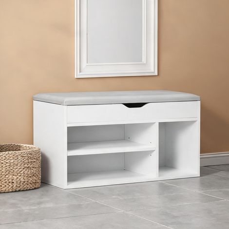 Console blanco en melamina de Madera PU 80 x 30 x 43 cm (1/5)