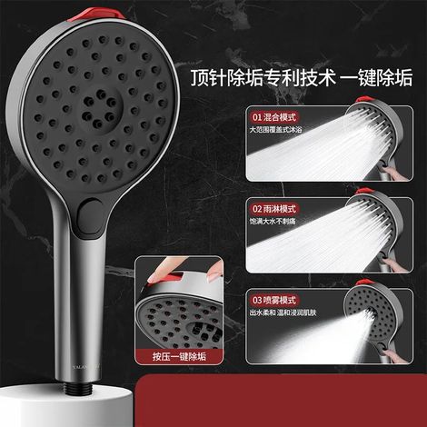 (Grey Shower) Nouveau pommeau de douche carré autonettoyant et détartrant à fixation au plafond, grand panneau de 30 cm, haute pression et grand débit. (1/5)
