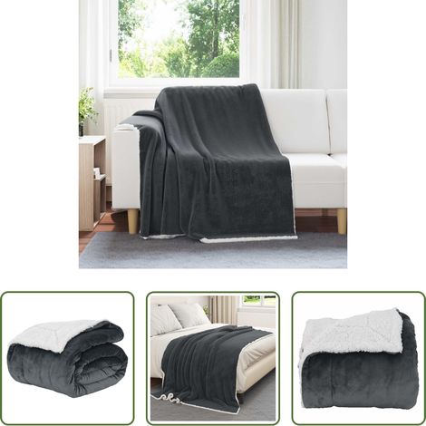 Wohnzimmerdecke - Überwurfdecke Dunkelgrau 150 x 200 cm Fleece (1/5)