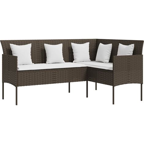 Maison Exclusive - Sofa in L-Form mit Kissen Poly Rattan Braun (1/5)