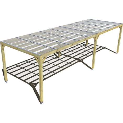 Pergola bois • 9m x 3m • indépendante • sens largeur • couverture étanche transparente incluse • livraison comprise (1/3)