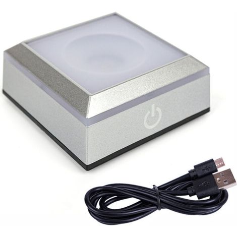 Lot de 1 Base de Lumière LED Support D'affichage à LED Multicolore Présentoir de Lumière 6 Modes D'éclairage pour Cristaux Verre Art Décorer avec Interrupteur Tactile Sensible (1/3)