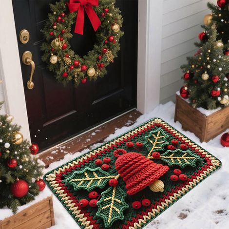 Tapis De Porte De Noël - Tapis De Sol En Polyester - Pour Entrée Intérieure Extérieure Cuisine Salle De Bain Salon Chambre - 40 X 60 Cm - 1 Pièce (1/5)