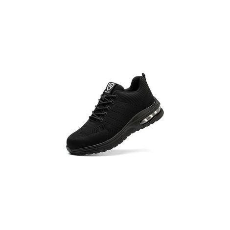 Scarpe antinfortunistiche leggere da uomo e da donna, comode, antiscivolo, traspiranti con ammortizzazione ad aria, nere - EU 43