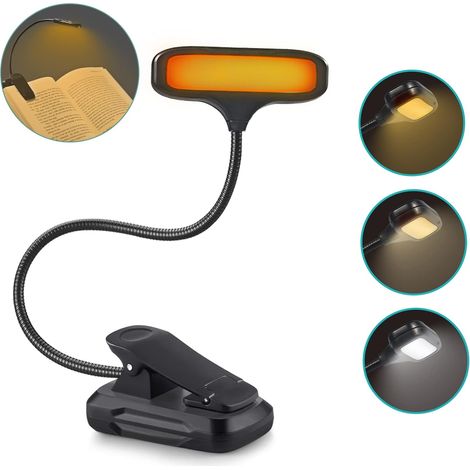 Lampe livre rechargeable usb c 15 led 3 couleurs flexible 360°