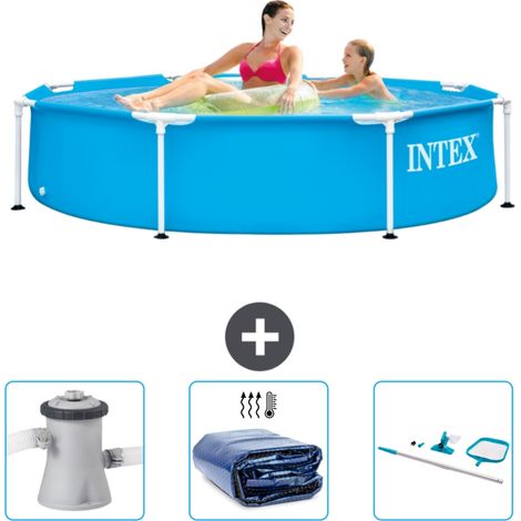 Intex-Schwimmbecken mit rundem Rahmen – 244 x 51 cm – Blau – im Lieferumfang enthalten Accessoire CB78
