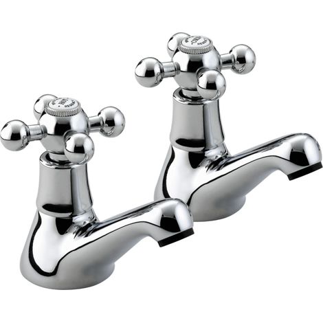 Bristan Renaissance 2 1/2 Chrome Basin Pillar Taps Pair 1/2"" Tap