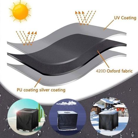 Bâche IBC - Polyester Oxford 420D - Protection Anti-UV Anti-Pluie Anti-Poussière - Pour Cuve 1000 L - 120x100x116 cm (1/5)
