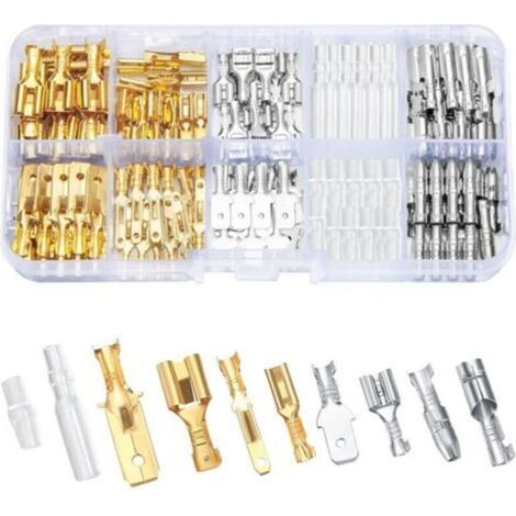 Jeu de 150 cosses à sertir pour câblage électrique automobile, avec fiches et prises de 6,3 mm, 4,8 mm et 2,8 mm, pour câbles électriques de motos, voitures, scooters, bateaux et appareils électriques (1/4)