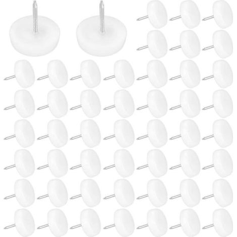50pcs Patins à clouer pour pieds de chaise - En résine ABS robuste Anti vibration - Maison et bureau - Blanc 19mm forme ronde (1/5)