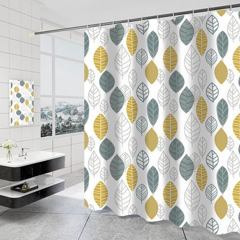 Thick Waterproof Polyester Shower Curtain, Machine Washable Polyester Fabric Shower Curtain for Bathroom - Blue 180x180cm (1/5)