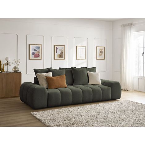 BOBOCHIC - Canapé droit convertible coffre EVEREST tissu chiné   Vert (1/5)