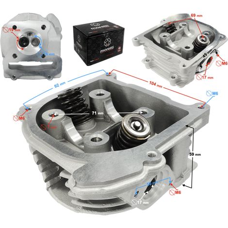 Testata per scooter Moretti 4T 80cc 139QMB Valvole lunghe non ricircolanti (1/5)