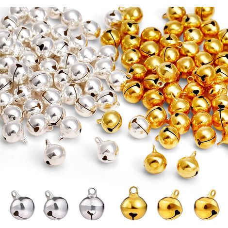 Kleine Glöckchen 120 Stück Jingle Bells Weihnachtsglöckchen zur Weihnachtsdeko Jingle Bells in Gold und Silber zum Aufnähen (1/5)
