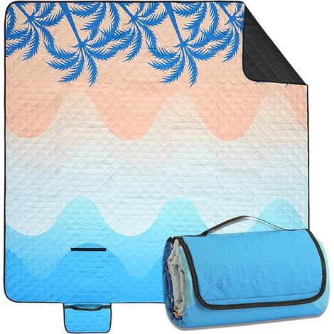 Nappe de pique-nique 200x200 cm - Couverture de plage XXL, imperméable et isolée pour camping, respirante et douce, nappe de pique-nique et tapis de plage pour camping, plage et pique-nique (1/5)