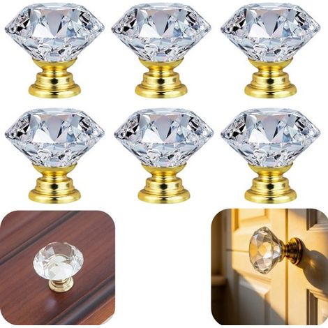 Poignées de meuble dorées lot de 6 - boutons de tiroir 3 x 3 cm avec vis, doré (1/5)