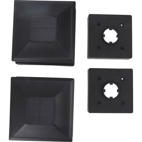 Poteau solaire extérieur étanche à l'eau, capuchon de pont de clôture LED pour Patio et villas, blanc jaune, 2 pièces (1/5)