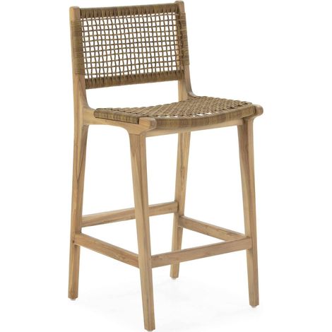 Tabouret 49 x 49 x 105 cm Bois de Teck, Corde - Naturel (1/4)