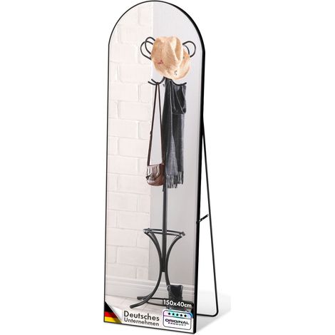 Ganzkörperspiegel Madison Schwarzer gewölbter Aluminiumrahmen 150 x 40 cm