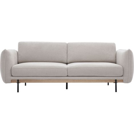 Sofá de diseño de 3 plazas en tela de chenilla beige y metal negro TODD (1/4)
