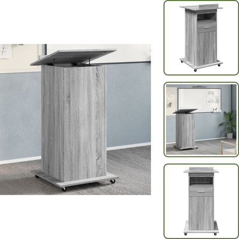 Cassetto - vidaXL Leggio con Ruote Cassetto Grigio Sonoma 55x55x107cm Multistrato - Scomparti