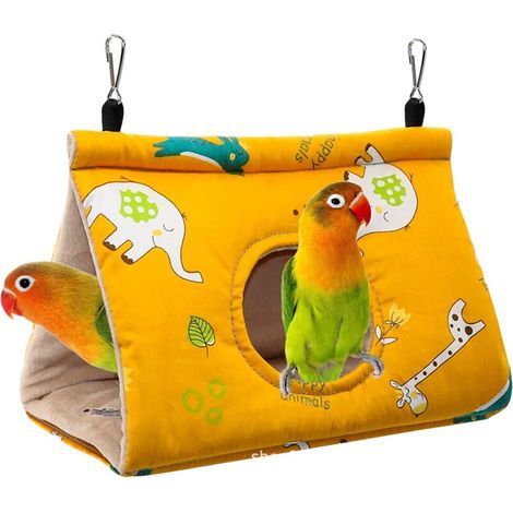 Parrot Hammock Bird Nest Warm Soft Plush Hanging Hammock Cage Tent for Parakeets Cockatiels Amazons Cockatoos Canaries Cage Toy L (1/5)