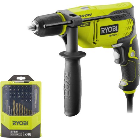 Confezione RYOBI - Trapano a percussione - RPD800-K - 800W - Set RAK46MIX 46 accessori misti