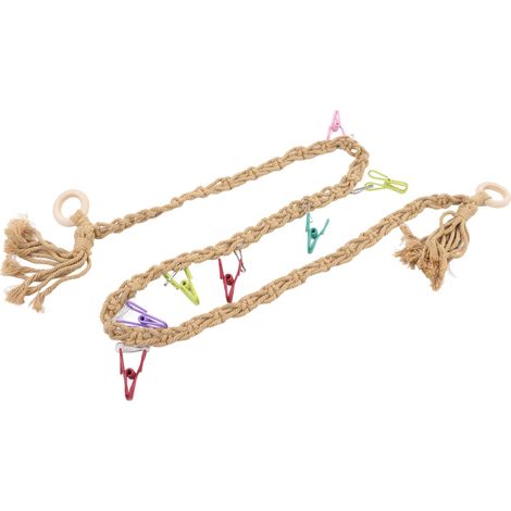 Hängende Aufbewahrungskette für Kuscheltiere, platzsparend, mit Clips und Haken, ideal für Kinderzimmer, Gelb (1/5)