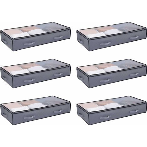 Mophorn Contenedor de almacenamiento bajo cama 996 x 500 x 180 mm, paquete de 6 unidades. Bolsas organizadoras con tapa para guardar ropa, zapatos y mantas, ideales para dormitorios y salas de estar.
