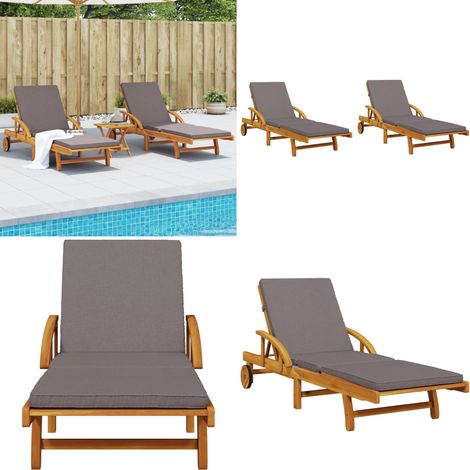 Chaises longues lot de 2 avec coussins 200x68x83 cm bois acacia - Chaise Longue - Transats - Lit De Bronzage - Meuble De Jardin - Mobilier De Jardin - Home & Living (1/5)