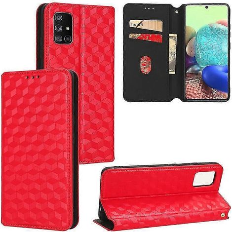 Schutzhülle für Samsung Galaxy A51 4G, Kartenhalter, Klappe, funktionelle PU-Leder-Klappgeldbörsenhülle, kompatibel mit Samsung Galaxy A51 4G (Rot) (1/5)