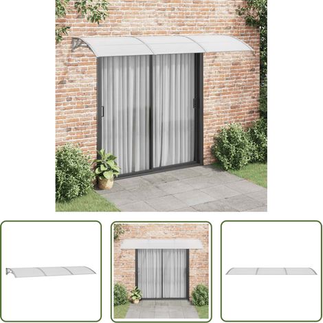The Living Store Auvent de porte Gris 300x100 cm Polycarbonate - Auvent De Porte - Abri Porte - Protection Pluie - Store Extérieur - Porch Awning (1/6)