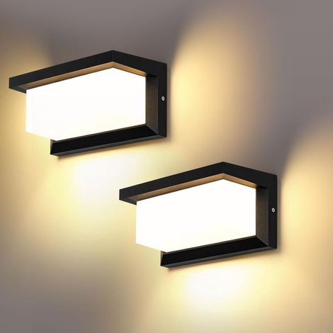 Applique da esterno a LED, 2 pezzi, 18 W, impermeabili IP66, applique da esterno rettangolare in alluminio, luce bianca calda [Classe energetica G] (1/5)