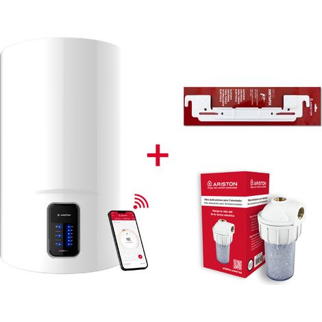 Termo eléctrico, Ariston, Lydos Wifi 80 litros + Filtro Antical + Soporte de pared Instafix, Clase Energetica B (1/4)