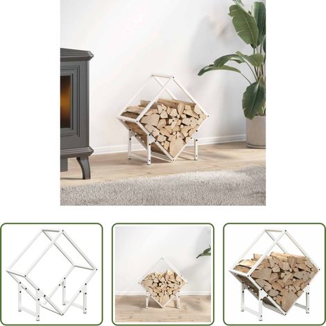 Bois de chauffage - Portant de bois chauffage blanc 50x25x50 cm (1/5)