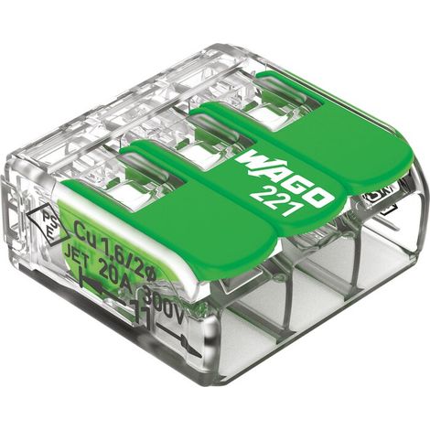 Connecteur Wago 221 3x4mm2 Connexion Rapide Et Sécurisée 3 Fils - Wago